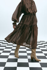 Load image into Gallery viewer, The Sheer Tiered Skirt – Chestnut
