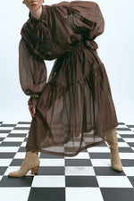 Load image into Gallery viewer, The Sheer Tiered Skirt – Chestnut
