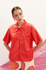 Load image into Gallery viewer, The Flower Collar Shirt - Coral
