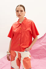 Load image into Gallery viewer, The Flower Collar Shirt - Coral
