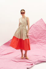 Load image into Gallery viewer, The Long V Dress - Sand &amp; Coral
