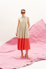 Load image into Gallery viewer, The Long V Dress - Sand &amp; Coral
