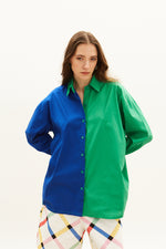 Load image into Gallery viewer, The Color-Block Shirt - Blue &amp; Green
