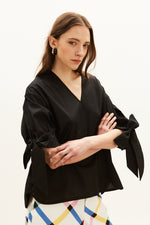 Load image into Gallery viewer, The Bow Sleeve Top - Black
