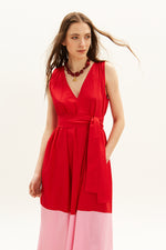 Load image into Gallery viewer, The Long V Dress - Red &amp; Pink

