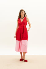 Load image into Gallery viewer, The Long V Dress - Red &amp; Pink
