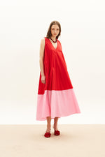 Load image into Gallery viewer, The Long V Dress - Red &amp; Pink
