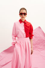 Load image into Gallery viewer, The Color-Block Shirt - Pink &amp; Red
