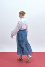 Load image into Gallery viewer, The Sheer Asymmetric Skirt – Cerulean
