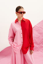 Load image into Gallery viewer, The Color-Block Shirt - Pink &amp; Red
