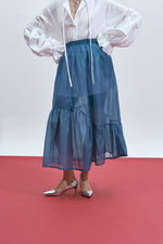 Load image into Gallery viewer, The Sheer Asymmetric Skirt – Cerulean
