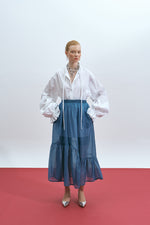 Load image into Gallery viewer, The Sheer Asymmetric Skirt – Cerulean
