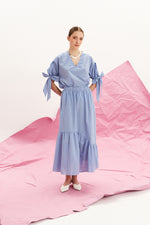 Load image into Gallery viewer, The Asymmetric Ruffle Skirt - Gingham Blue

