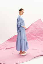 Load image into Gallery viewer, The Asymmetric Ruffle Skirt - Gingham Blue
