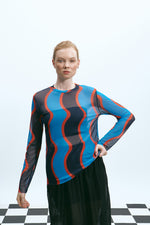 Load image into Gallery viewer, The Mesh Top – Vague Bleu
