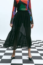 Load image into Gallery viewer, The Sheer Asymmetric Skirt – Black
