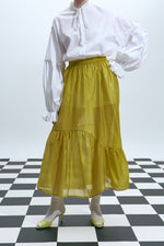 Load image into Gallery viewer, The Sheer Asymmetric Skirt – Lime
