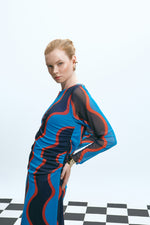 Load image into Gallery viewer, The Mesh Dress – Vague Bleu
