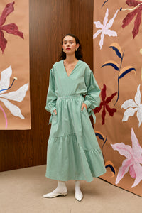 The Long Skirt - Gingham Green