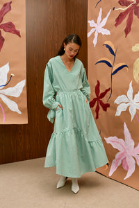 The Long Skirt - Gingham Green