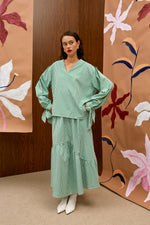 Load image into Gallery viewer, The Bow Top - Gingham Green
