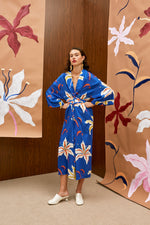 Load image into Gallery viewer, The Kimono Dress - Hana blue
